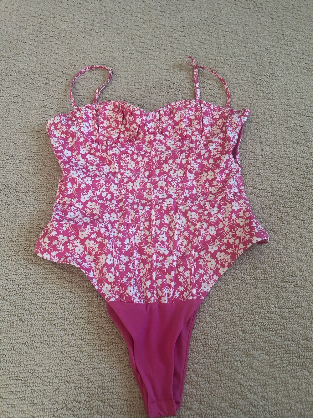Zara Hot Pink Floral Strap One-Piece